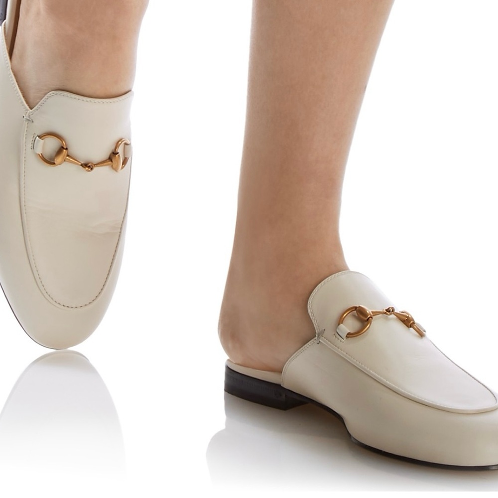 Elegant Cream Loafers with Gold Detail